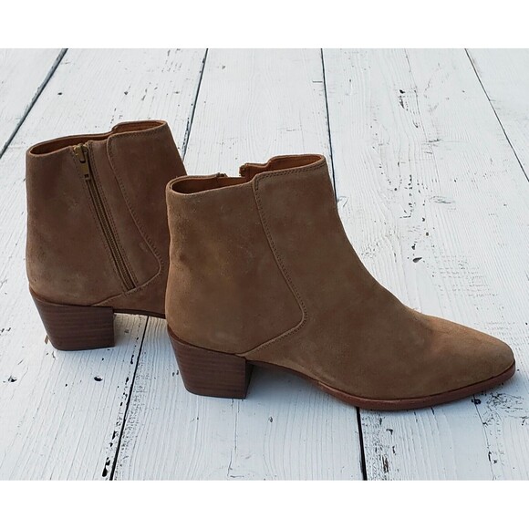 rag & bone Women's Rover Zip Mid Heel Booties Beige Suede Size 9.5 Eu 41 NEW